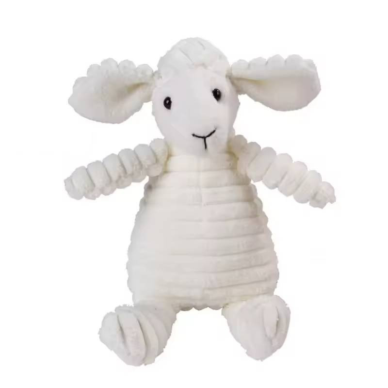 Jouet mouton blanc pour chiens & chats – Peluche douce, sonore, 19 cm