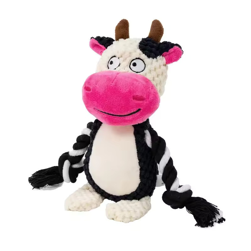 Jouet vache pour chien & chat – Peluche rigolote avec corde | Livraison gratuite