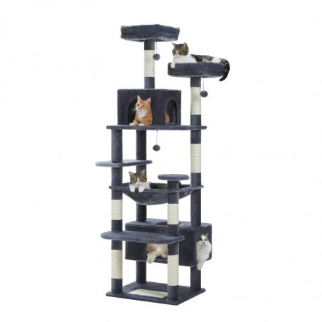Arbre à chat gris foncé – M 136 cm - L 164 cm - XL 184 cm | Kat & Doug